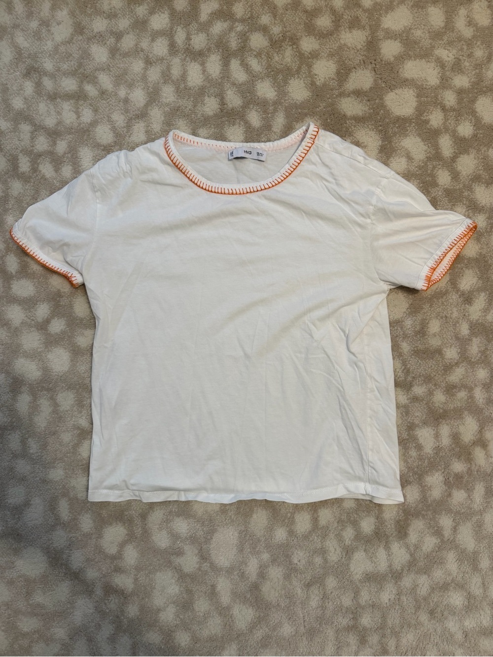White Tee with orange stitching